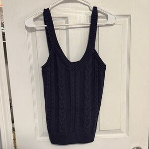 Evereve Deep Blue Cable Knit Tank Top